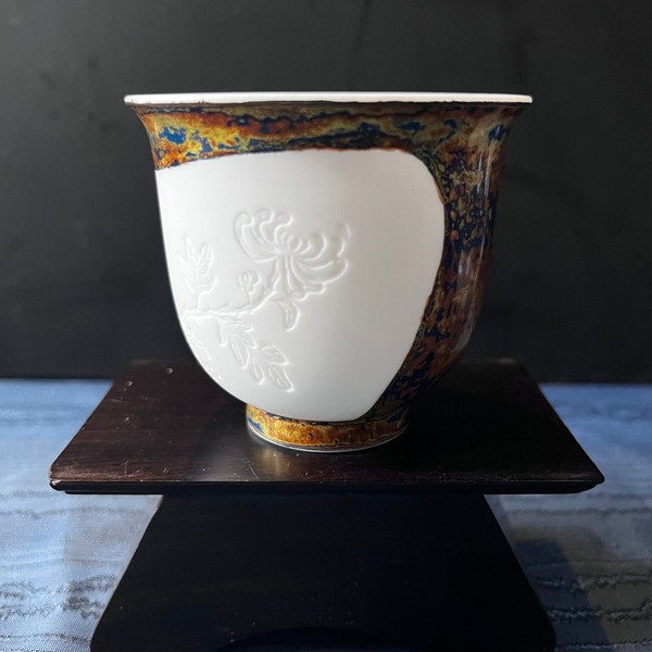 蓝金牡丹杯（窑变釉 · 品杯）